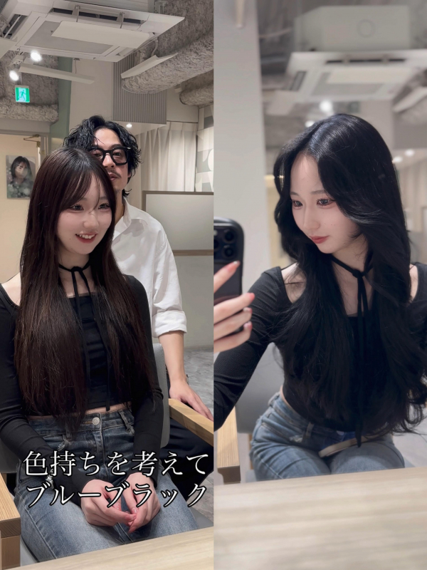 【京都でブルーブラックなら】色落ちまで綺麗なメテオ髪質改善カラー×レイヤーカットで叶える艶髪